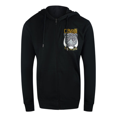 Cavalli Class Bold Tiger Graphic Logo Black Zip-Up Hoodie TXT68A CF050 05051